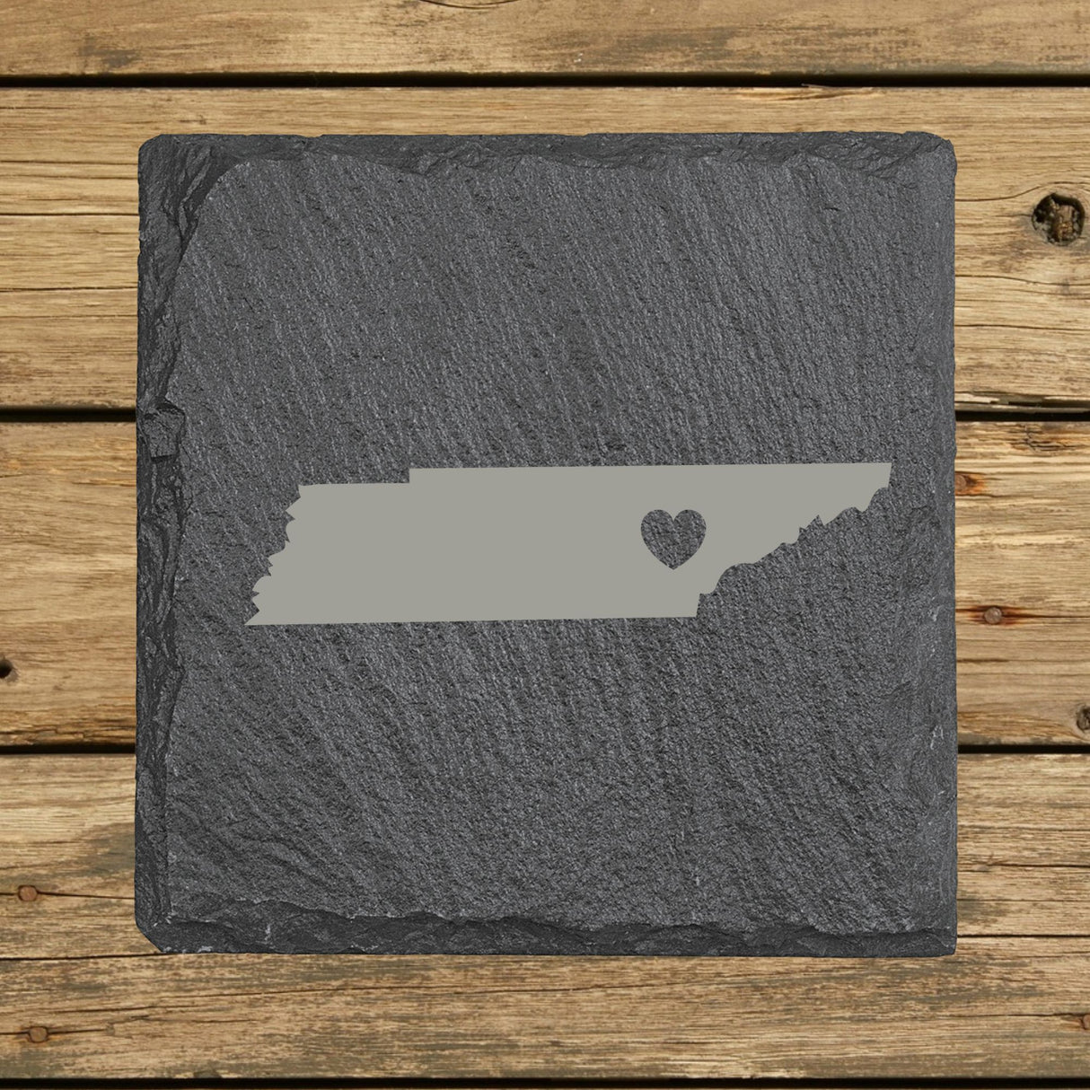 Tennessee Slate Coaster Set – Engraved Natural Stone (Set of 4)
