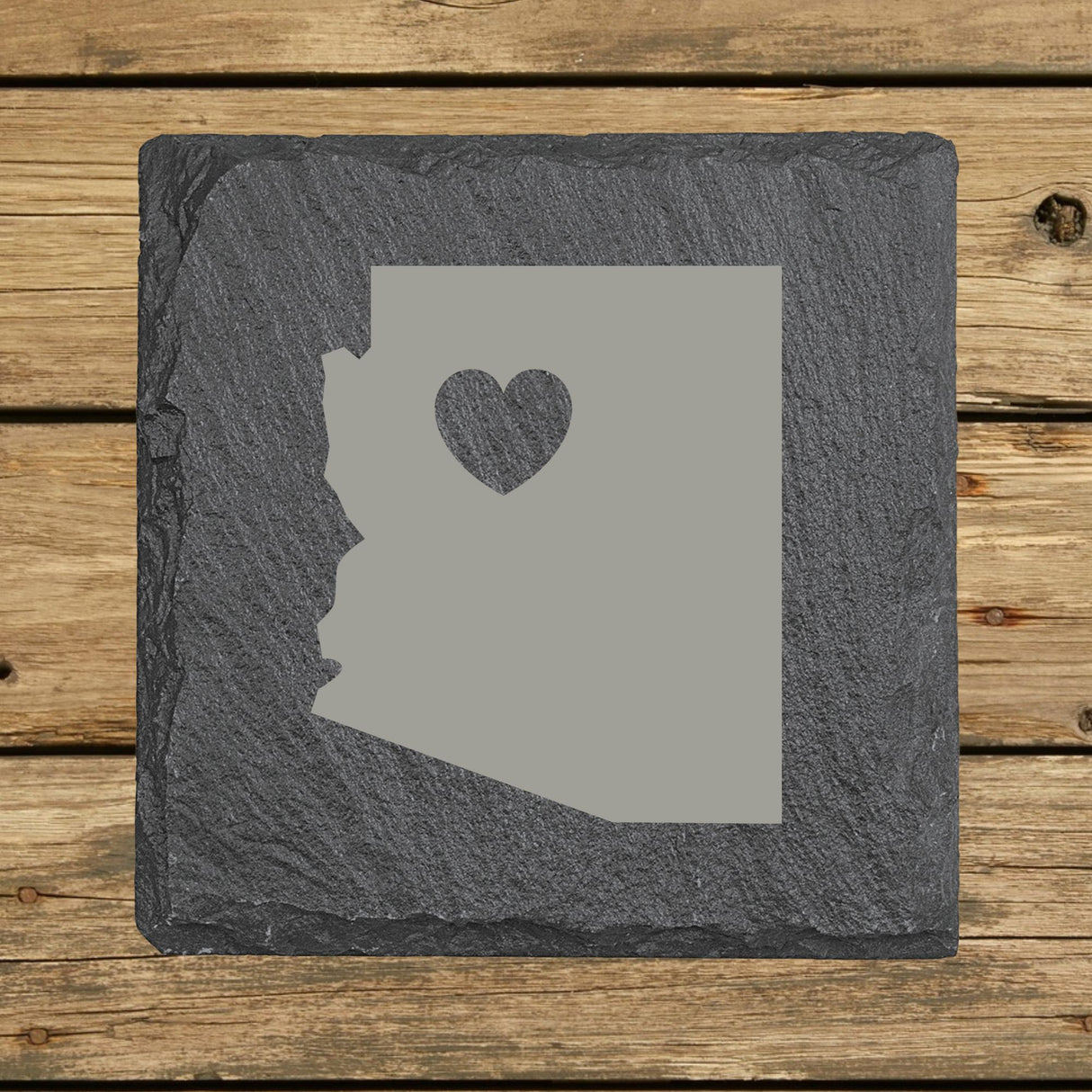 Arizona Slate Coaster Set – Engraved Natural Stone (Set of 4)