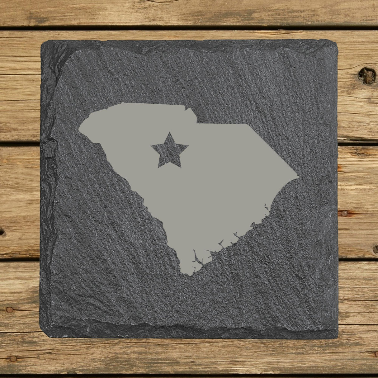 South Carolina Slate Coaster Set – Engraved Natural Stone (Set of 4)