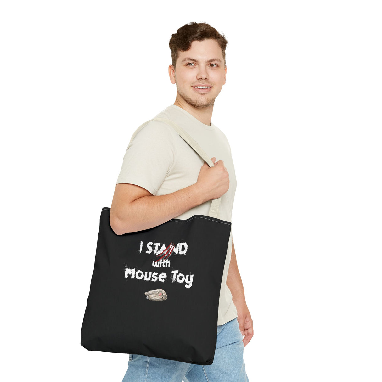Mouse Toy Tote Bag - Hand Drawn Design by Nina