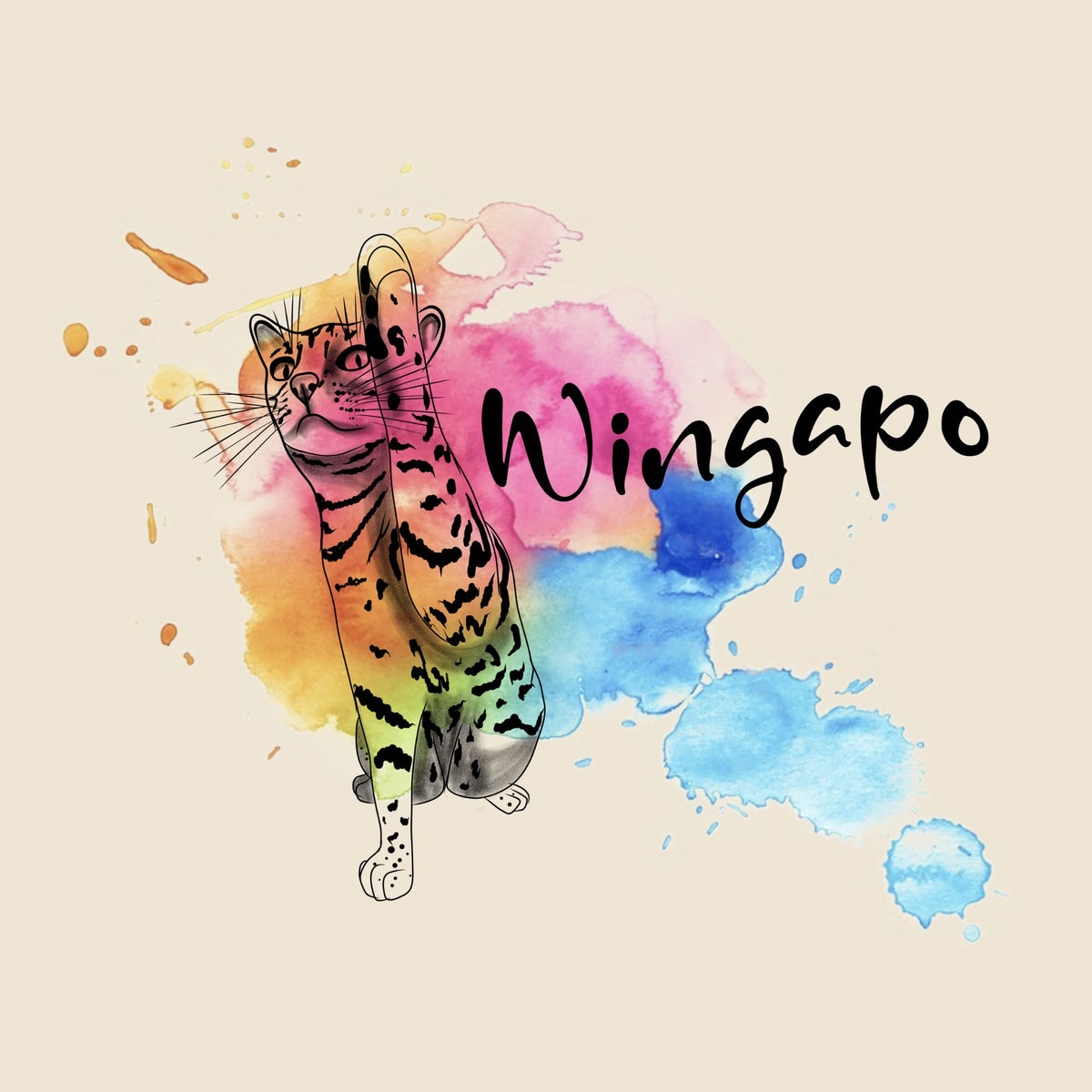 Close up of the design on the T-Shirt Wingapo Watercolor Design Featuring Flounder the Purrmaid