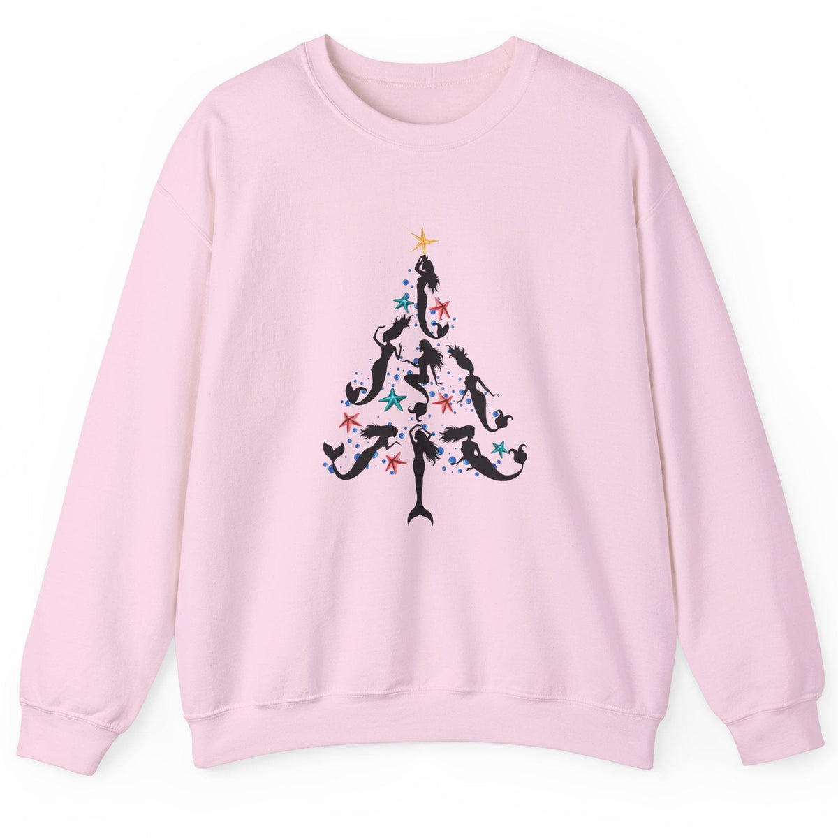 Mermaid Christmas Tree crewneck sweatshirt in light pink