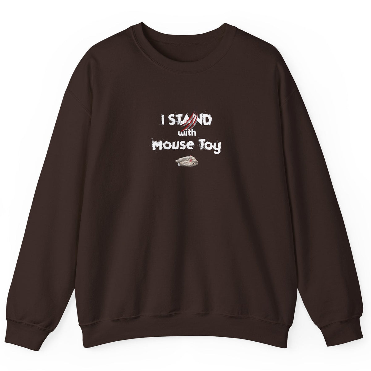 Funny Flounder Mouse Toy Sweatshirt, shown in Dark Chocolate