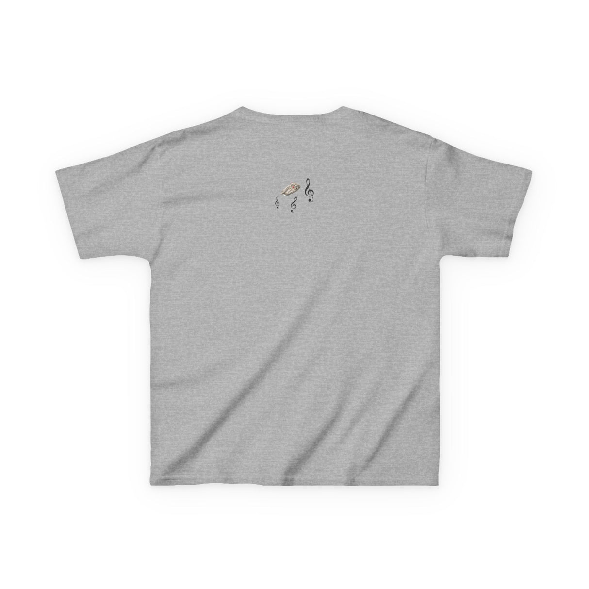 Kids Tee - Treble Maker Design Hand Drawn by Flounder's Mom, Nina Featuring Flounder the Purrmaid Playing Piano for Mouse Toy