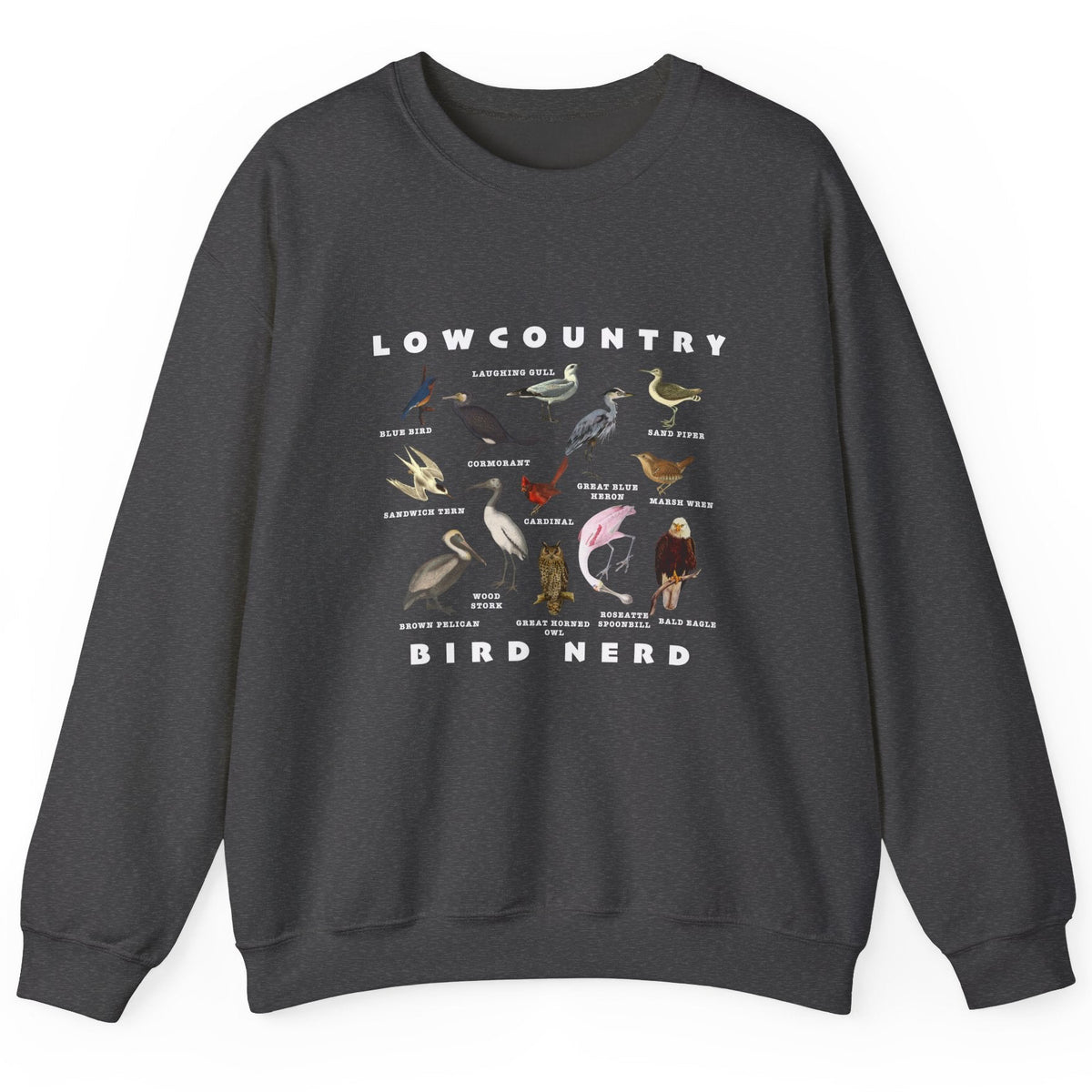 Lowcountry Bird Nerd crewneck sweatshirt in dark heather