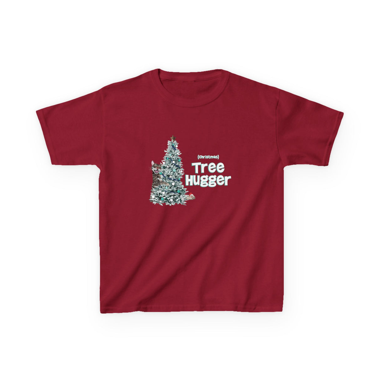 Kids Tee Christmas Tree Hugger Flounder the Purrmaid Design