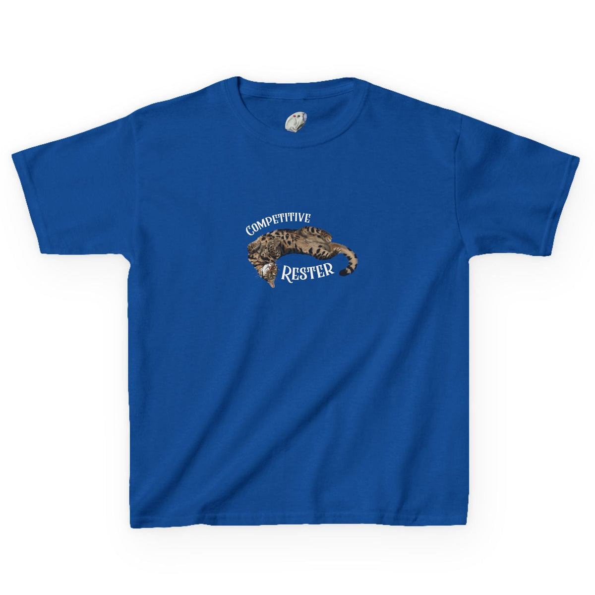 Kids 'Competitive Rester' T-Shirt - Flounder Funny Resting Pose Tee, shown in Royal
