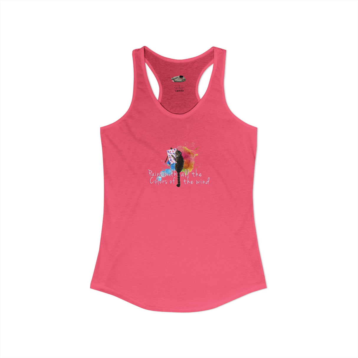 Women's Racerback Tank — "Paint With All the Colors of the Wind" Flounder the Purrcasso Art Tank