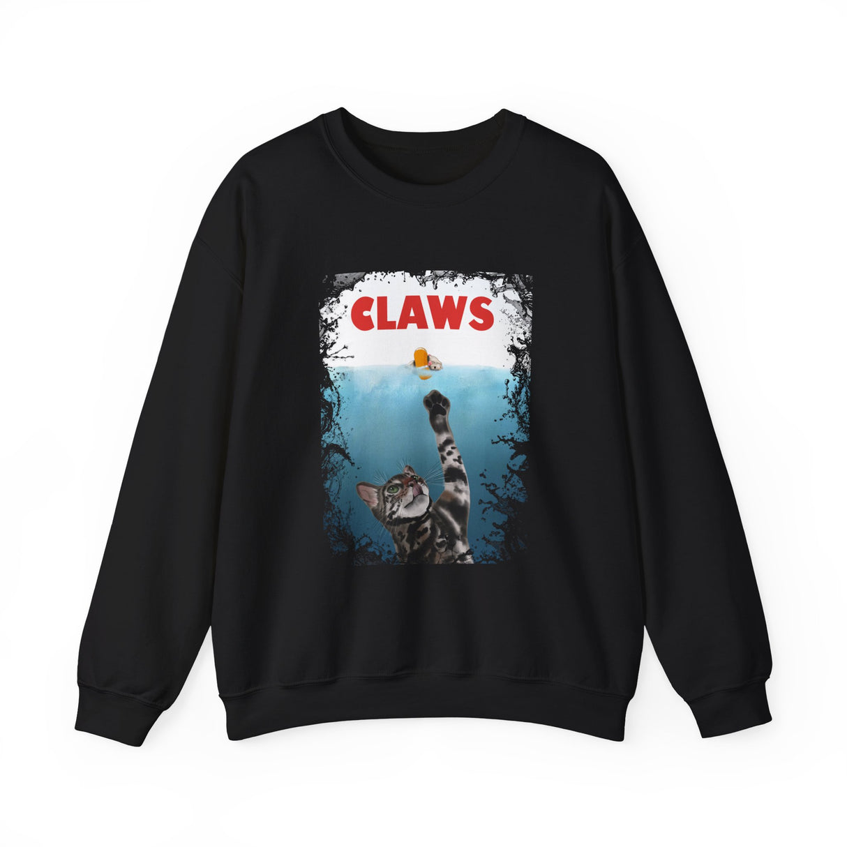 Funny Cat 'Claws' Unisex Crewneck Sweatshirt featuring Flounder and Mouse Toy