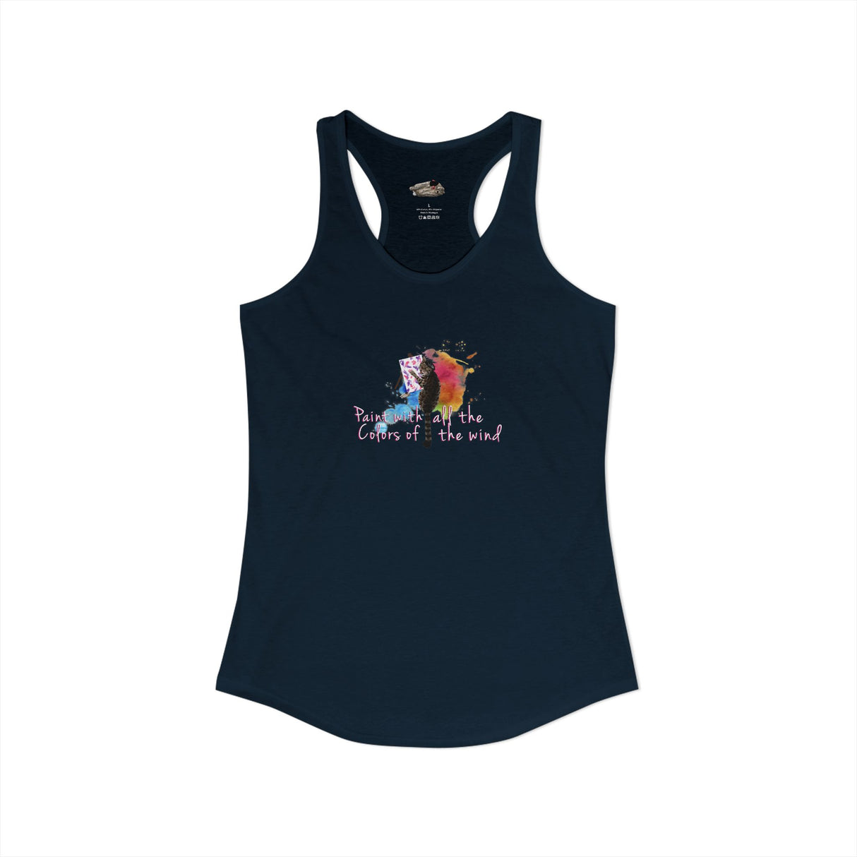 Women's Racerback Tank — "Paint With All the Colors of the Wind" Flounder the Purrcasso Art Tank