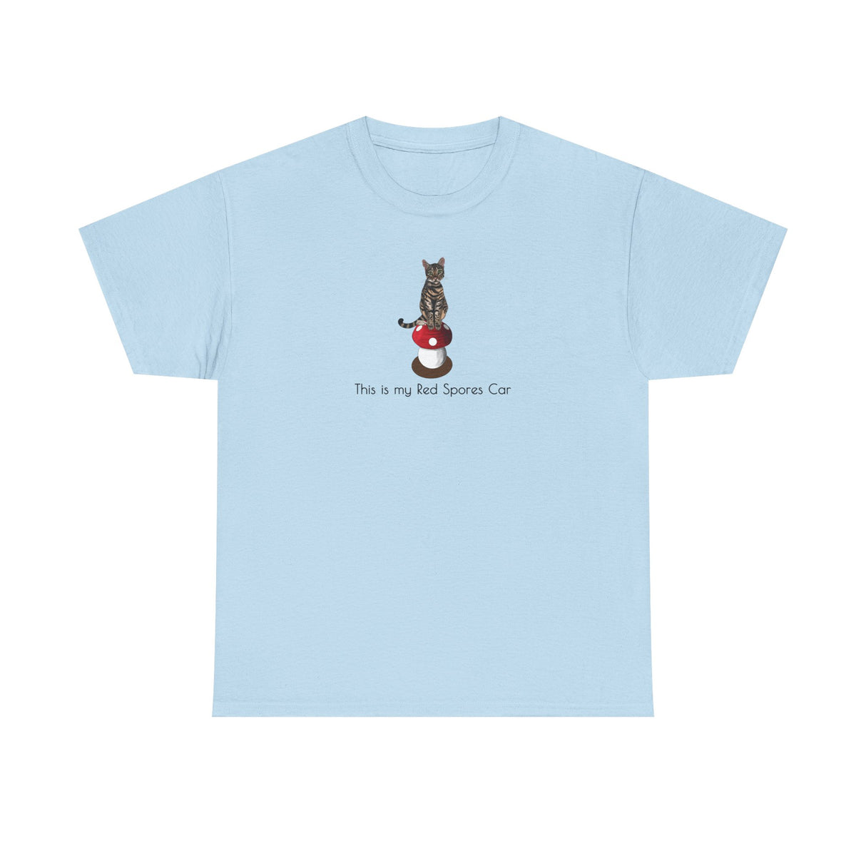 Red Spores Car Unisex Heavy Cotton Tee featuring Flounder and Mouse Toy on the Magical Mushroom