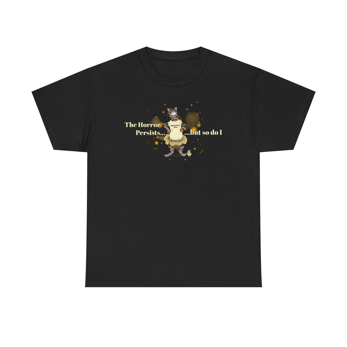 Unisex Heavy Cotton Tee - Bravery Tutu design featuring Flounder with Mouse Toy by her side