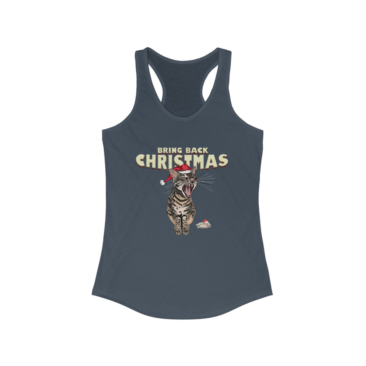 Flounder Cat “Bring Back Christmas” Women’s Racerback Tank – Festive Style