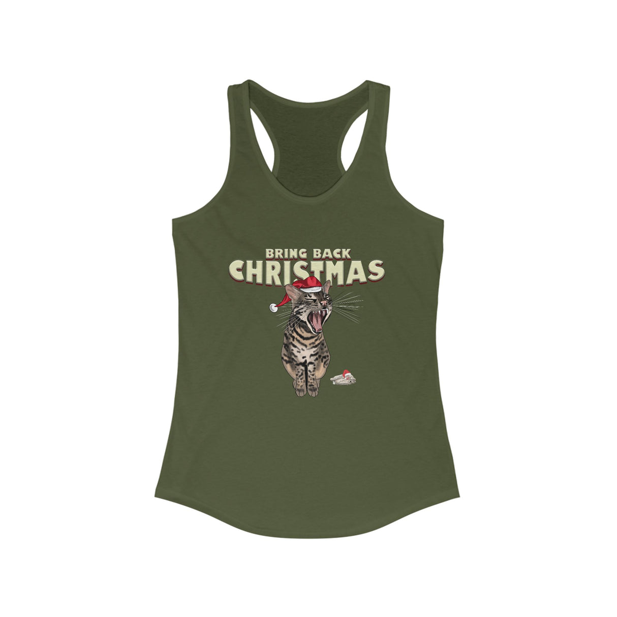 Flounder Cat “Bring Back Christmas” Women’s Racerback Tank – Festive Style