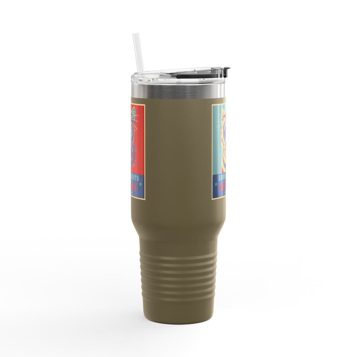 Insulated Travel Mug — "Vote Fish 2028" Funny Political Campaign Design Featuring Flounder the Purrmaid