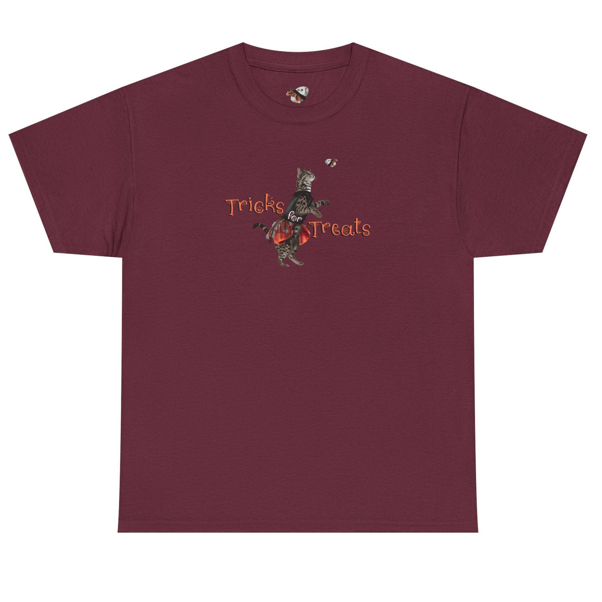 Tricks for Treats Flounder Halloween Ballet T-Shirt, shown in Maroon