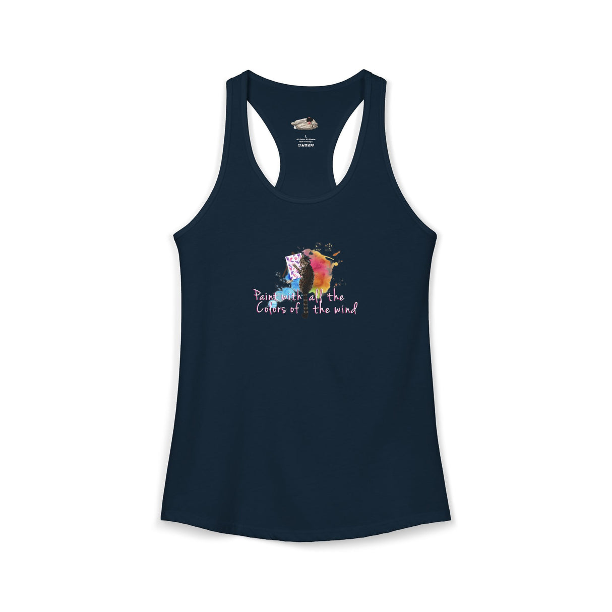 Women's Racerback Tank — "Paint With All the Colors of the Wind" Flounder the Purrcasso Art Tank