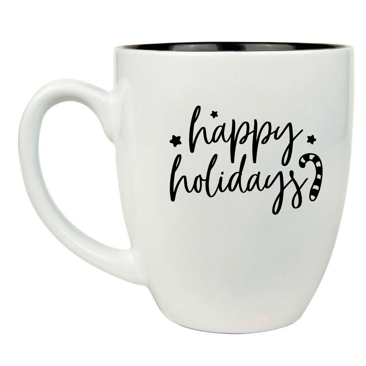 Happy Holidays 16 oz. White Ceramic Bistro Coffee Mug - Festive Gift