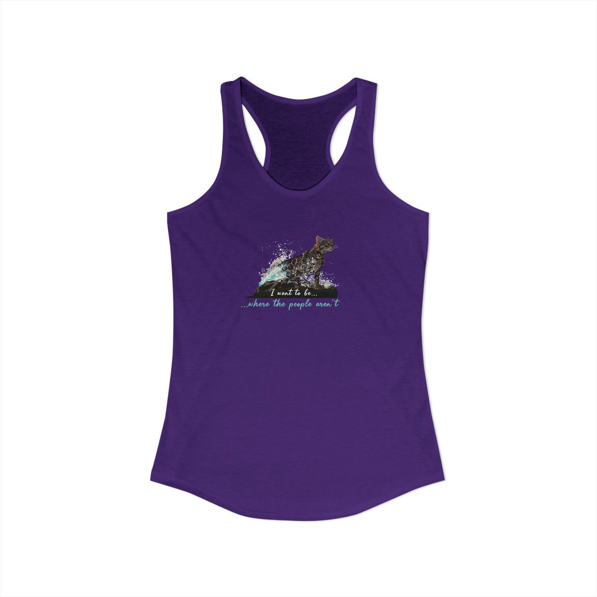 Purrmaid Flounder Racerback Tank — "I Want to Be Where the People Aren't"