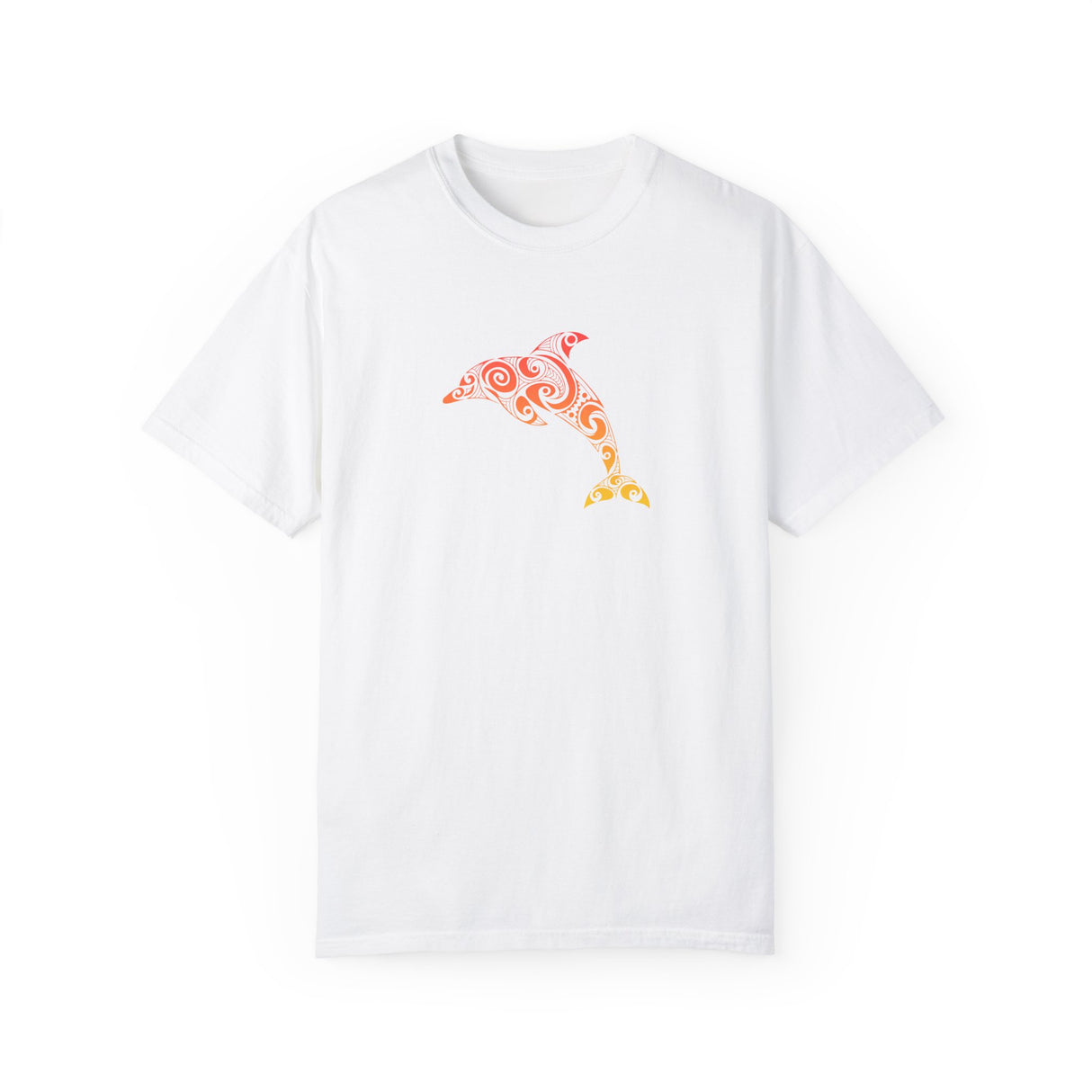 Colorful tribal dolphin t-shirt in white