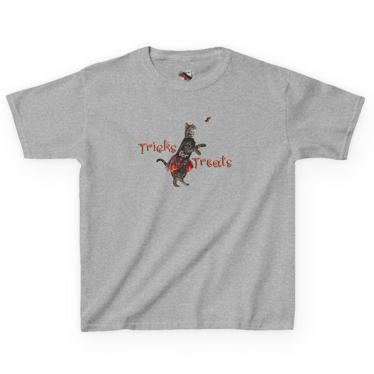 Kids Tee - "Tricks for Treats" Flounder Halloween Ballet Tee, shown in Sport Grey