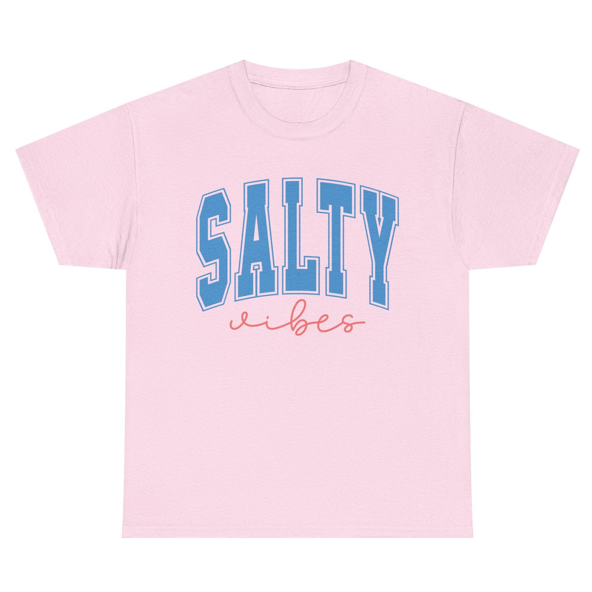 Salty Vibes cotton tee in light pink