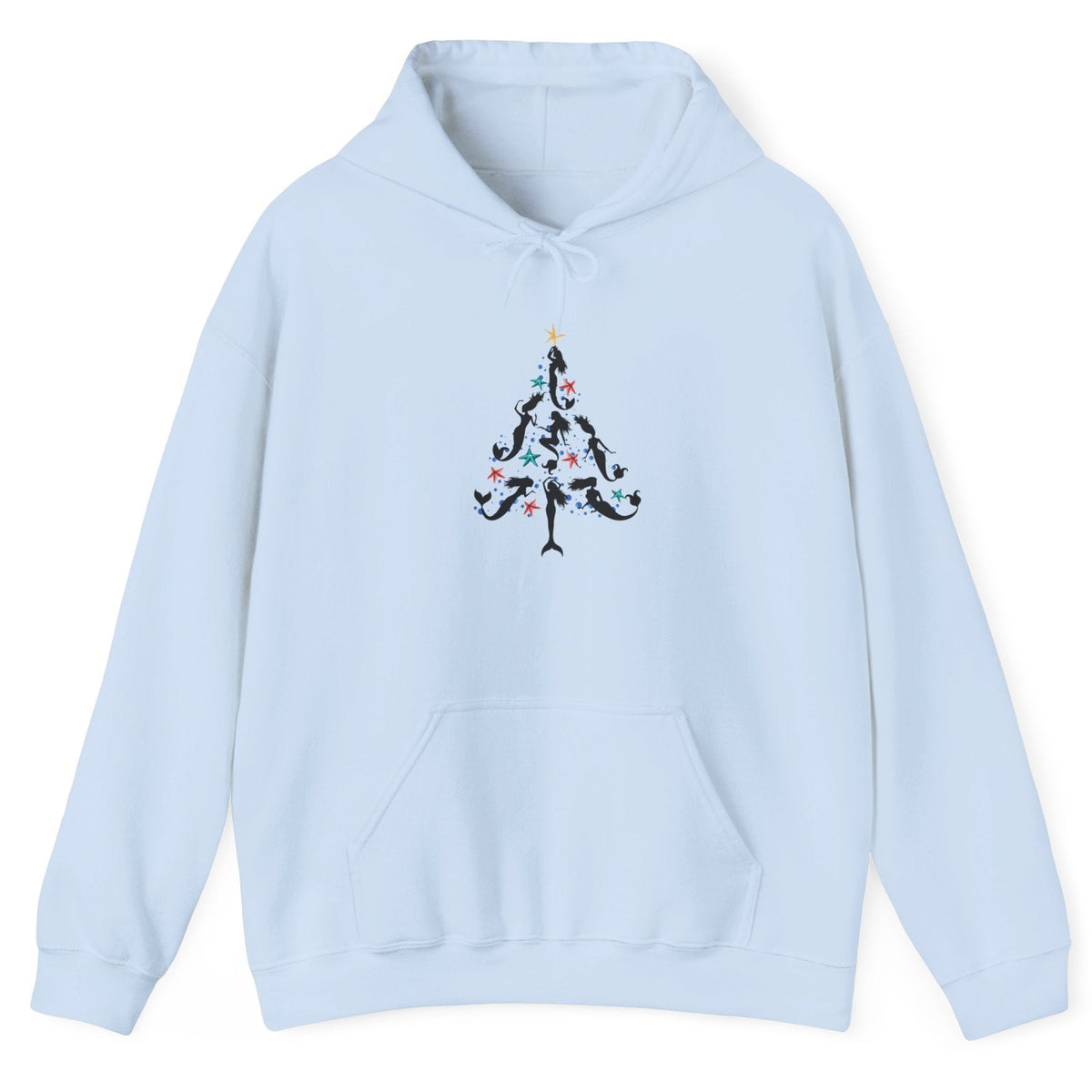Mermaid Christmas Tree hoodie in light blue