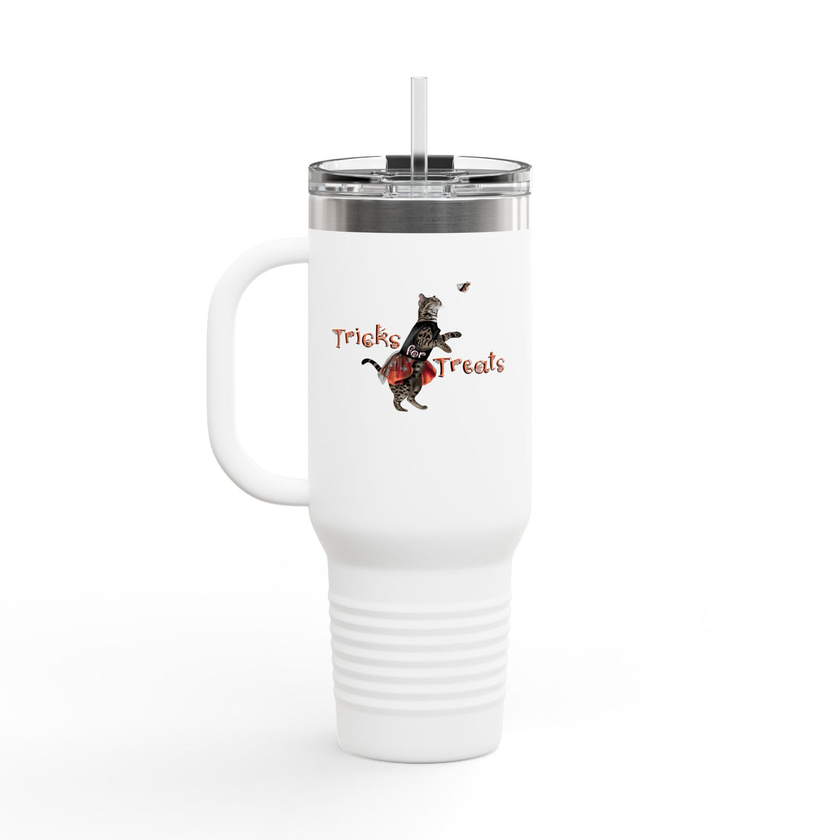 Insulated Travel Mug — "Tricks for Treats" Flounder Halloween Ballet Design