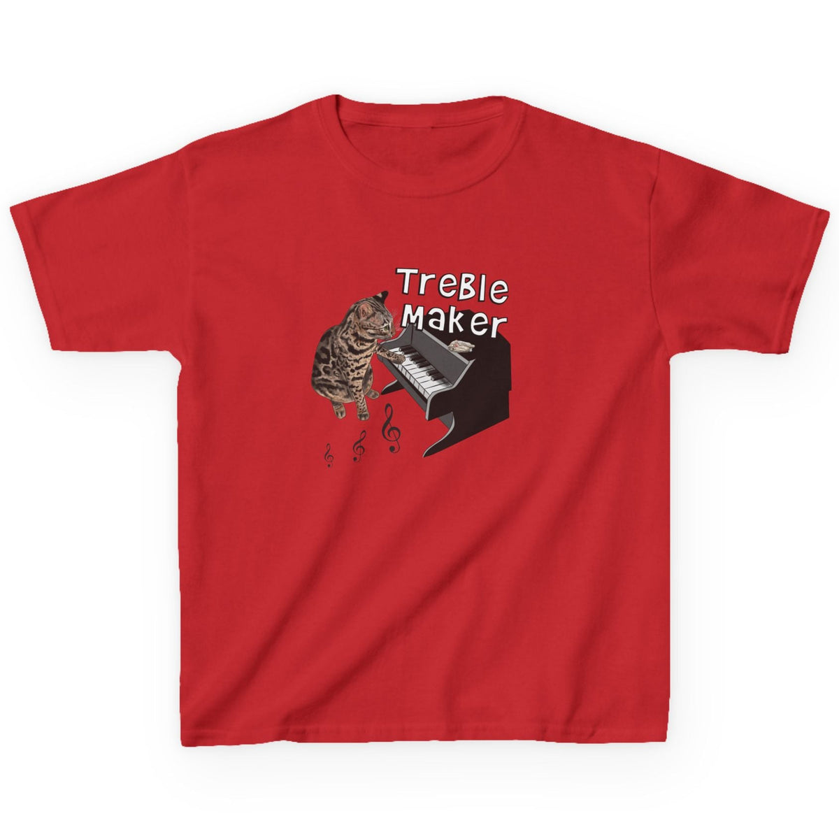 Kids Tee - Treble Maker Design Hand Drawn by Flounder's Mom, Nina Featuring Flounder the, shown in Red
