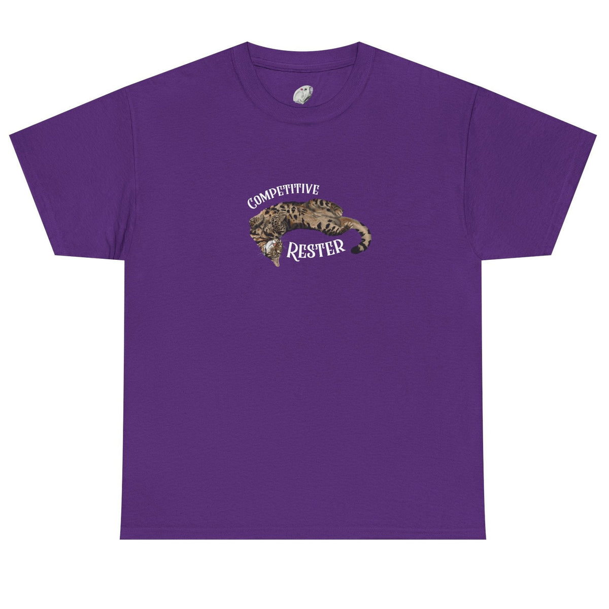 Flounder 'Competitive Rester' T-Shirt - Funny Resting Pose Tee, shown in Purple