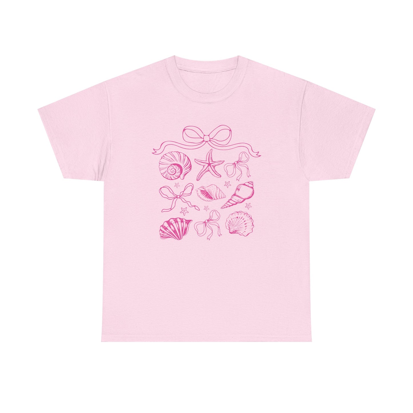 Pink Coastal Coquette Shell Cotton T-Shirt