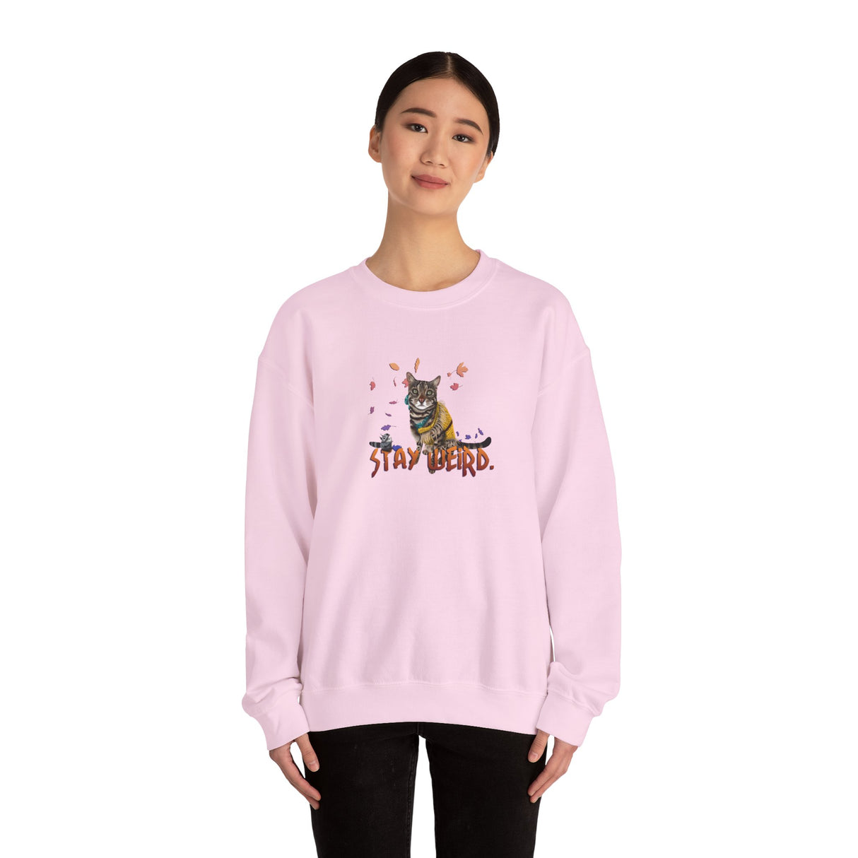 Stay Weird Sweatshirt — Hand-Drawn Flounder & Mouse Toy Hug Crewneck