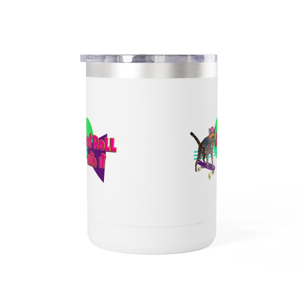 Coffee Mug Tumbler - Just Roll with it Flounder the Purrmaid Design by Nina, 15oz