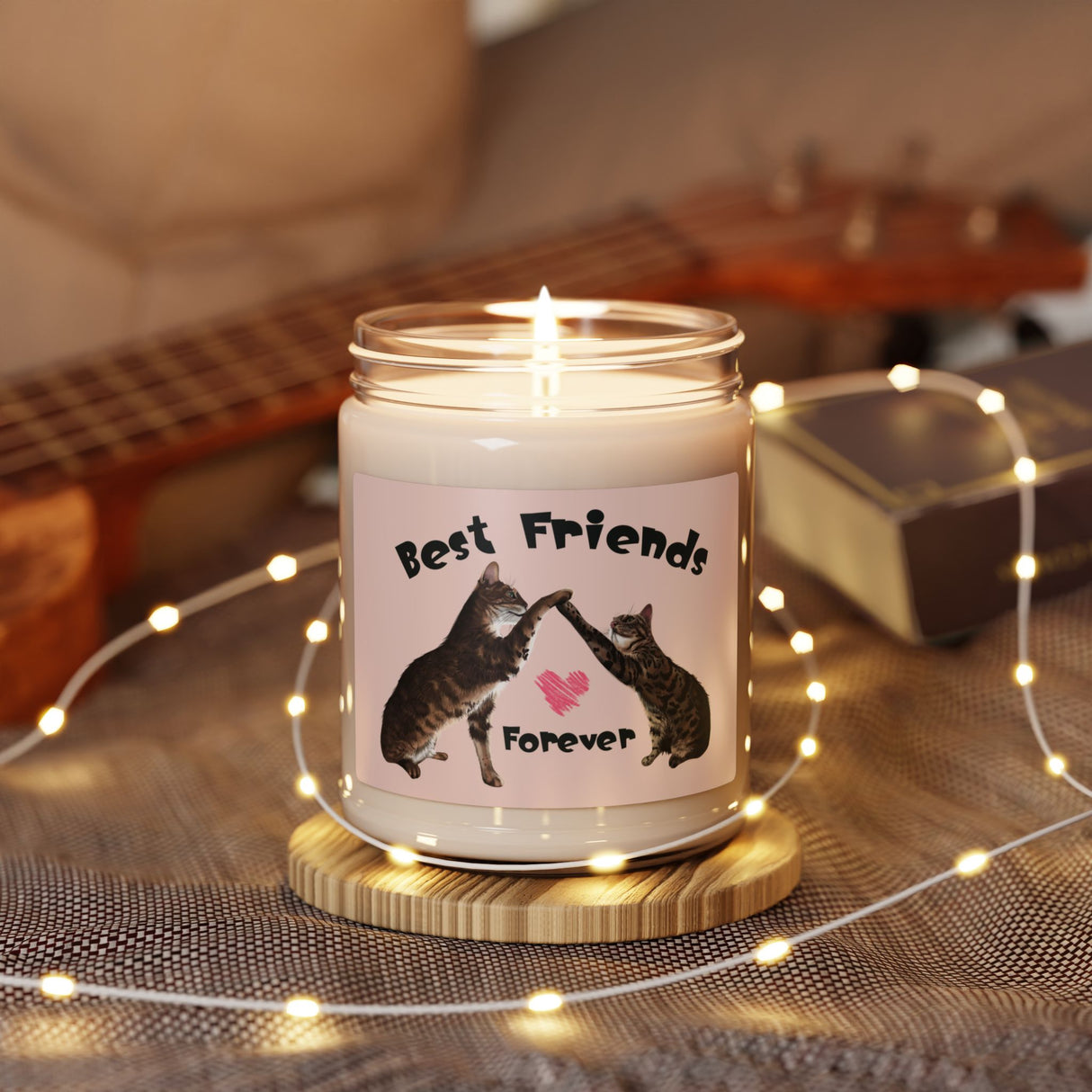Best Friends Forever Soy Candle — 9oz Scented Candle with Fiki & Flounder High-Five Design