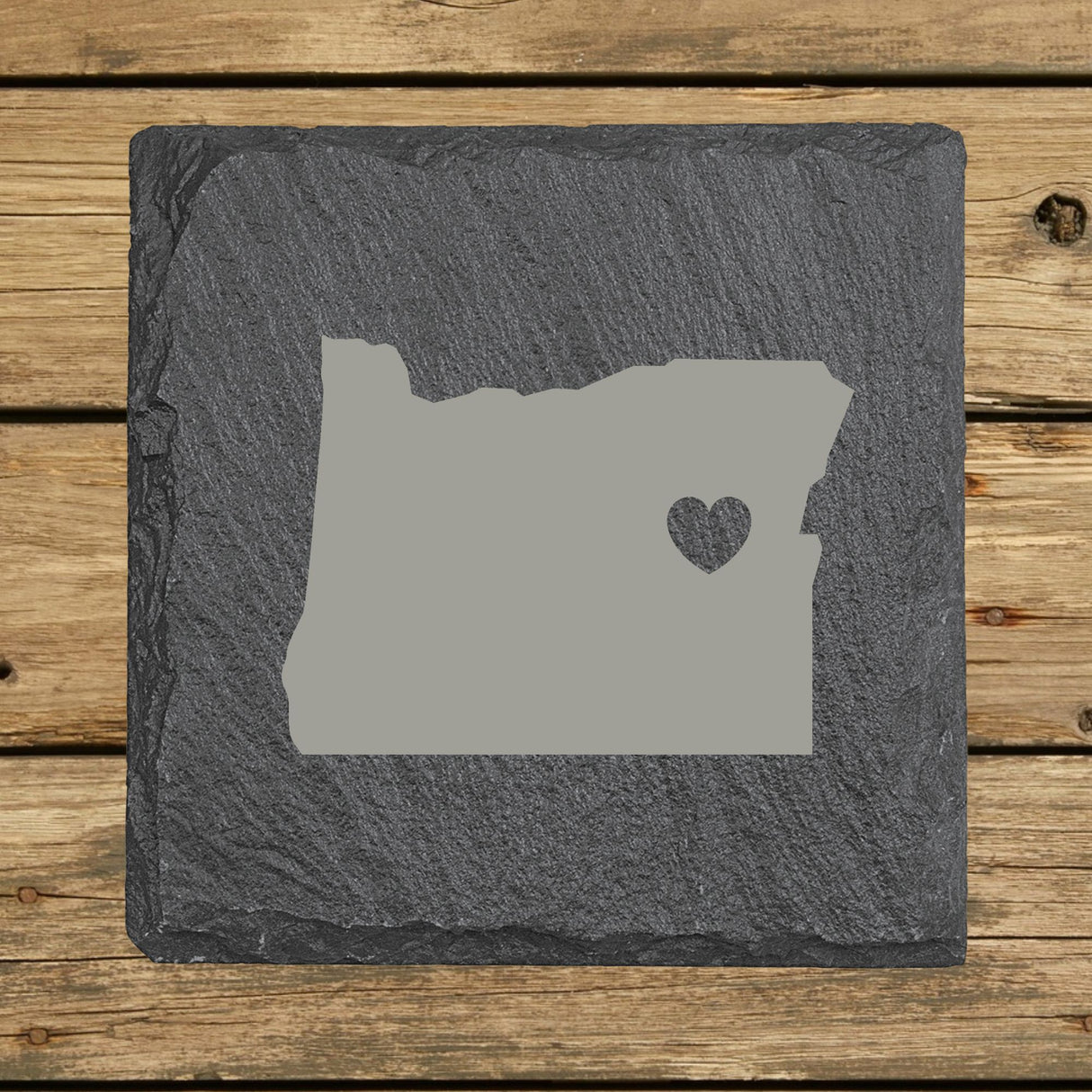 Oregon Slate Coaster Set – Engraved Natural Stone (Set of 4)