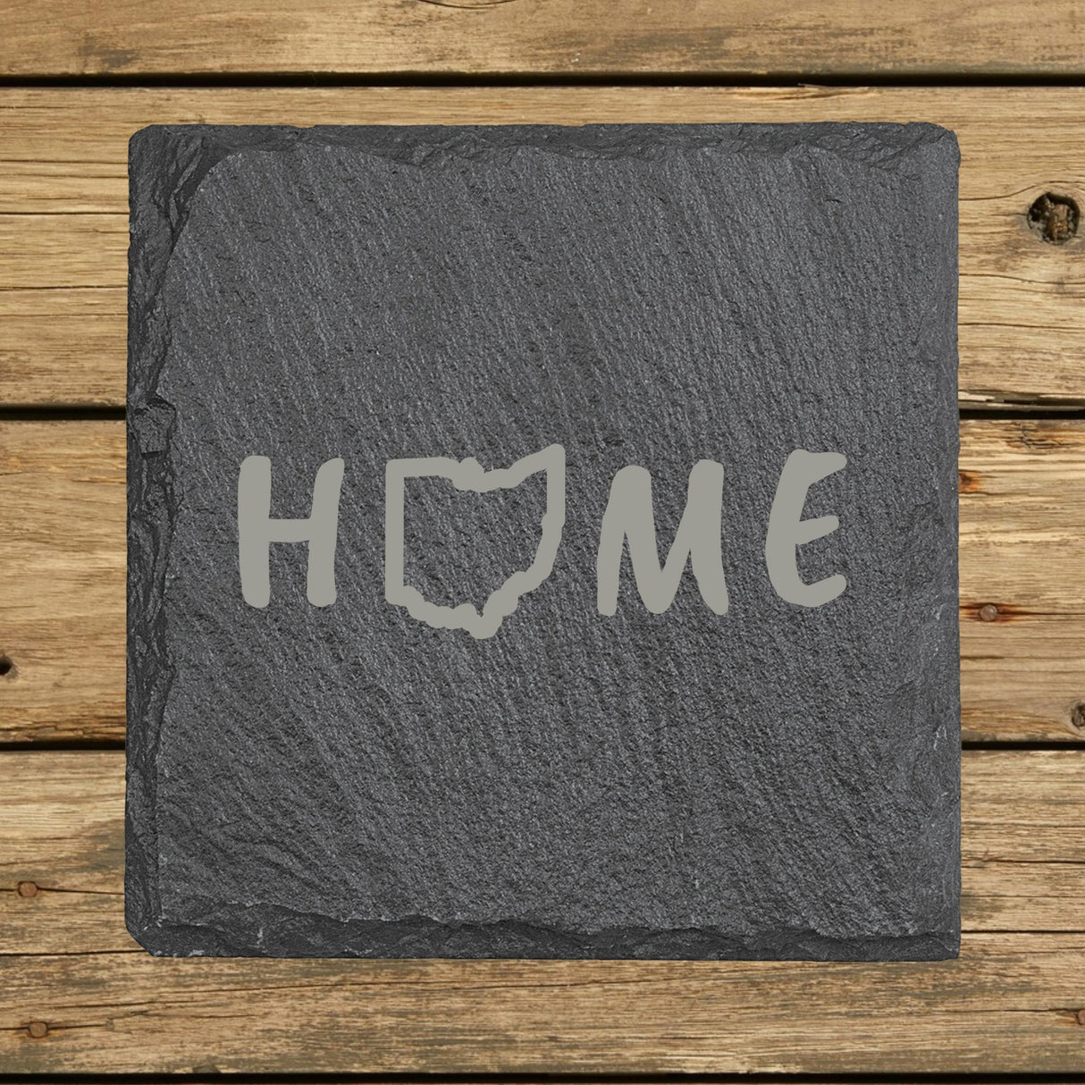 Ohio Slate Coaster Set – Engraved Natural Stone (Set of 4)