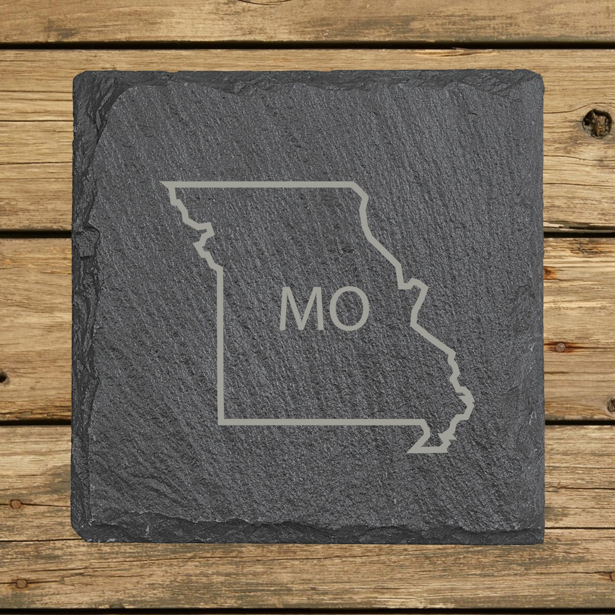 Missouri Slate Coaster Set – Engraved Natural Stone (Set of 4)
