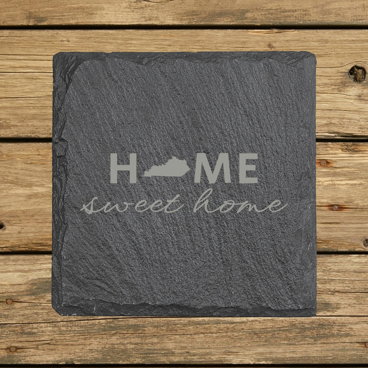 Kentucky Slate Coaster Set – Engraved Natural Stone (Set of 4)