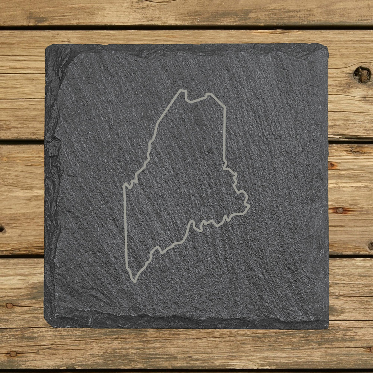 Maine Slate Coaster Set – Engraved Natural Stone (Set of 4)