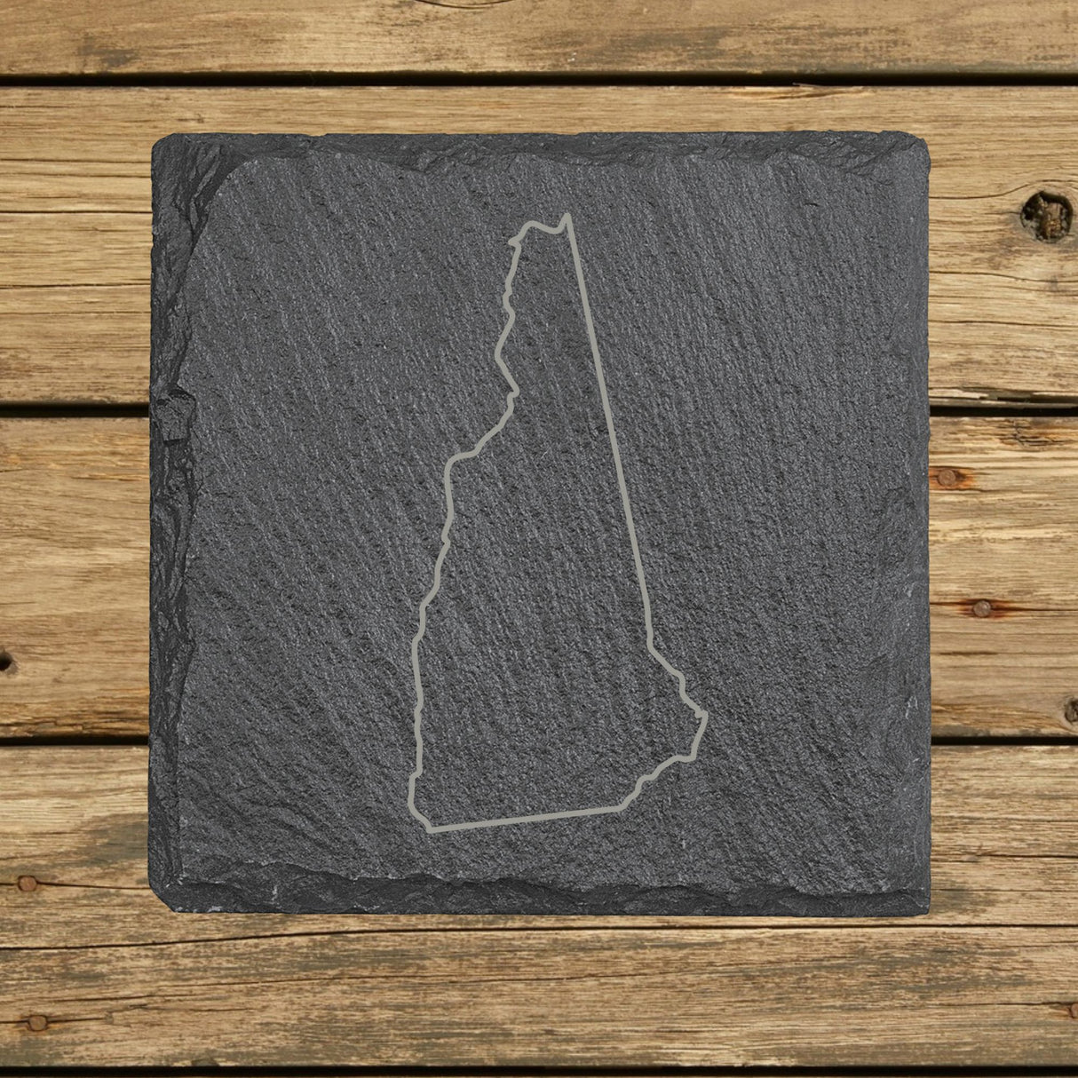 New Hampshire Slate Coaster Set – Engraved Natural Stone (Set of 4)