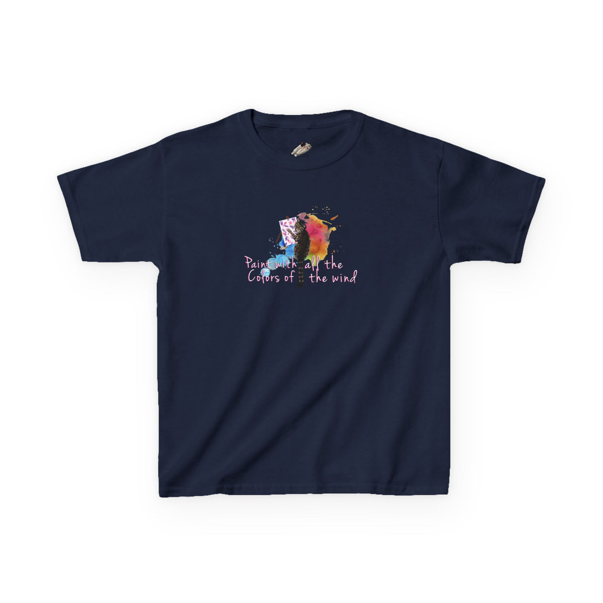 Kids Tee — “Paint With All The Colors Of The Wind” Flounder the Purrcasso Kids T-Shirt