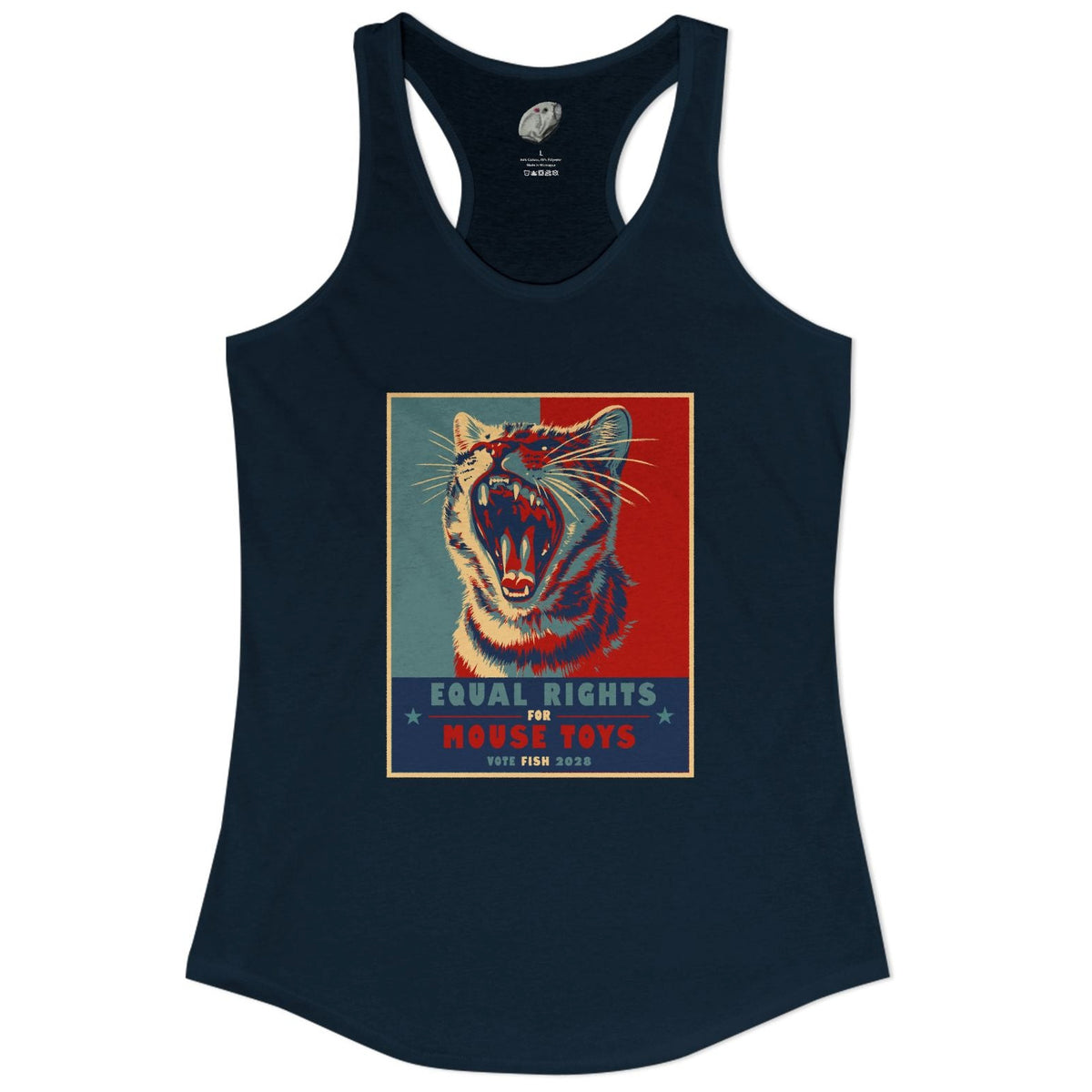 Vote Fish 2028 Racerback Tank - "Equal Rights for Mouse Toys" Purrmaid Funny Campaign, additional product photo 1