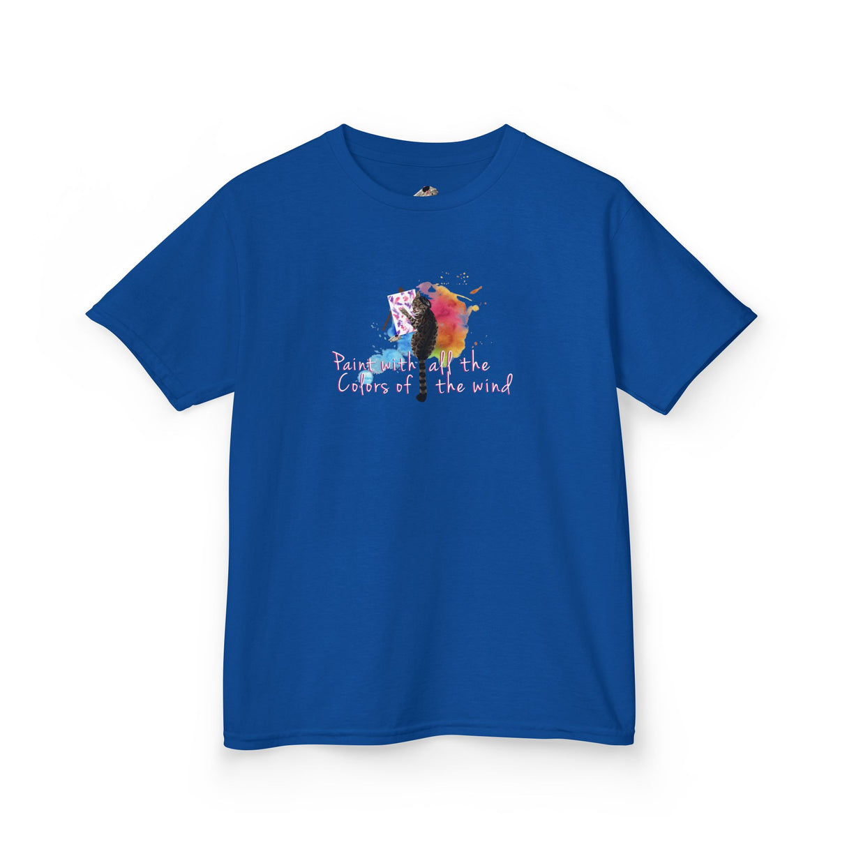 Kids Tee — “Paint With All The Colors Of The Wind” Flounder the Purrcasso Kids T-Shirt