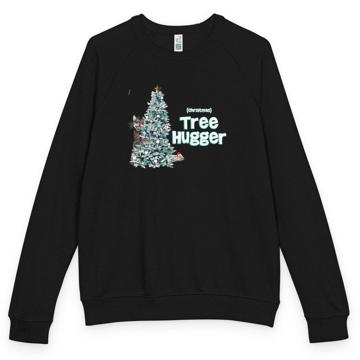 Christmas Tree Hugger raglan crewneck - Black