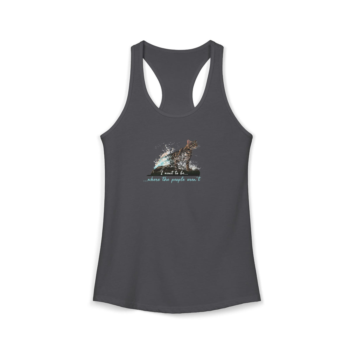 Purrmaid Flounder Racerback Tank — "I Want to Be Where the People Aren't"
