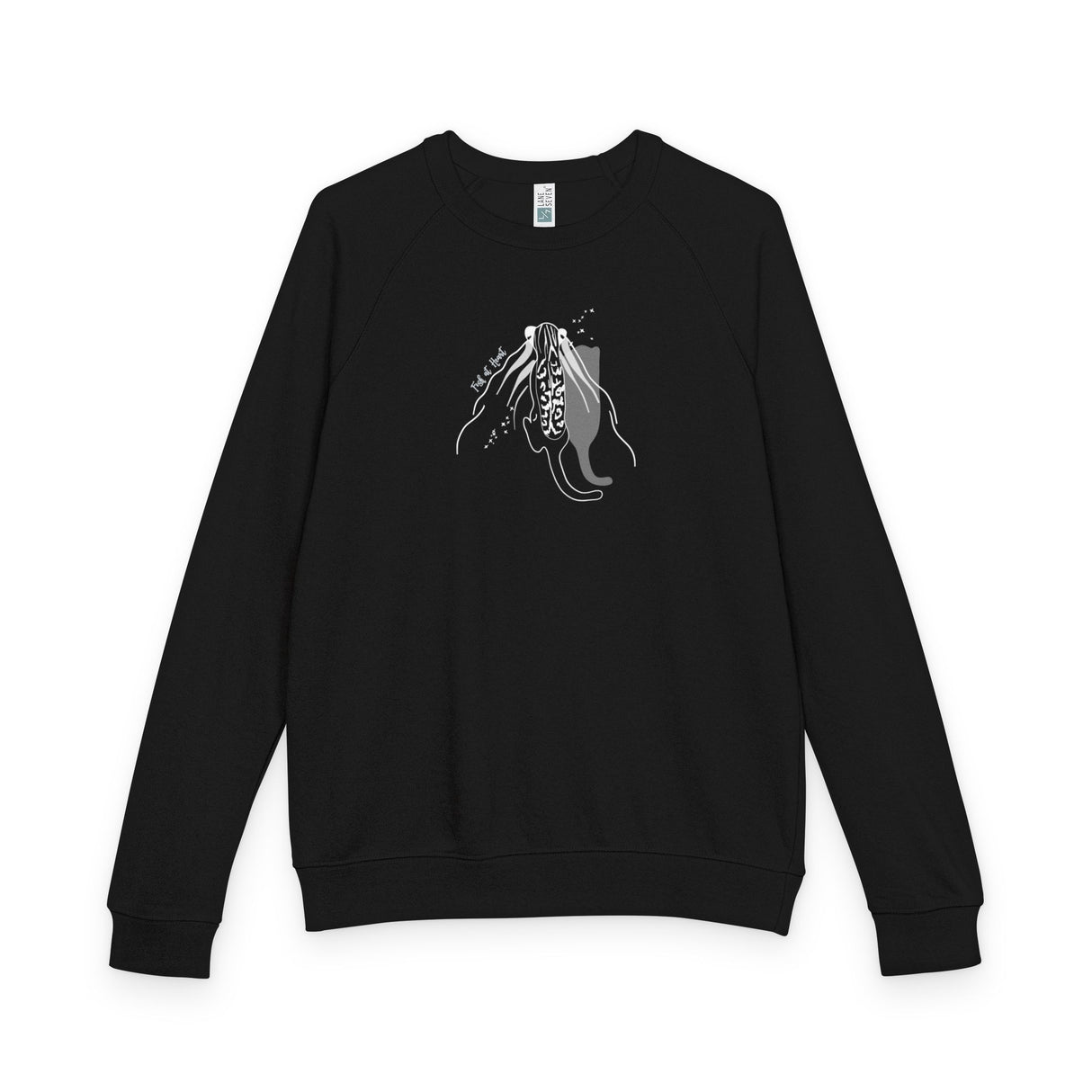 Raglan Crewneck Sweatshirt - Fish at Heart Flounder Purrmaid Inspired Design