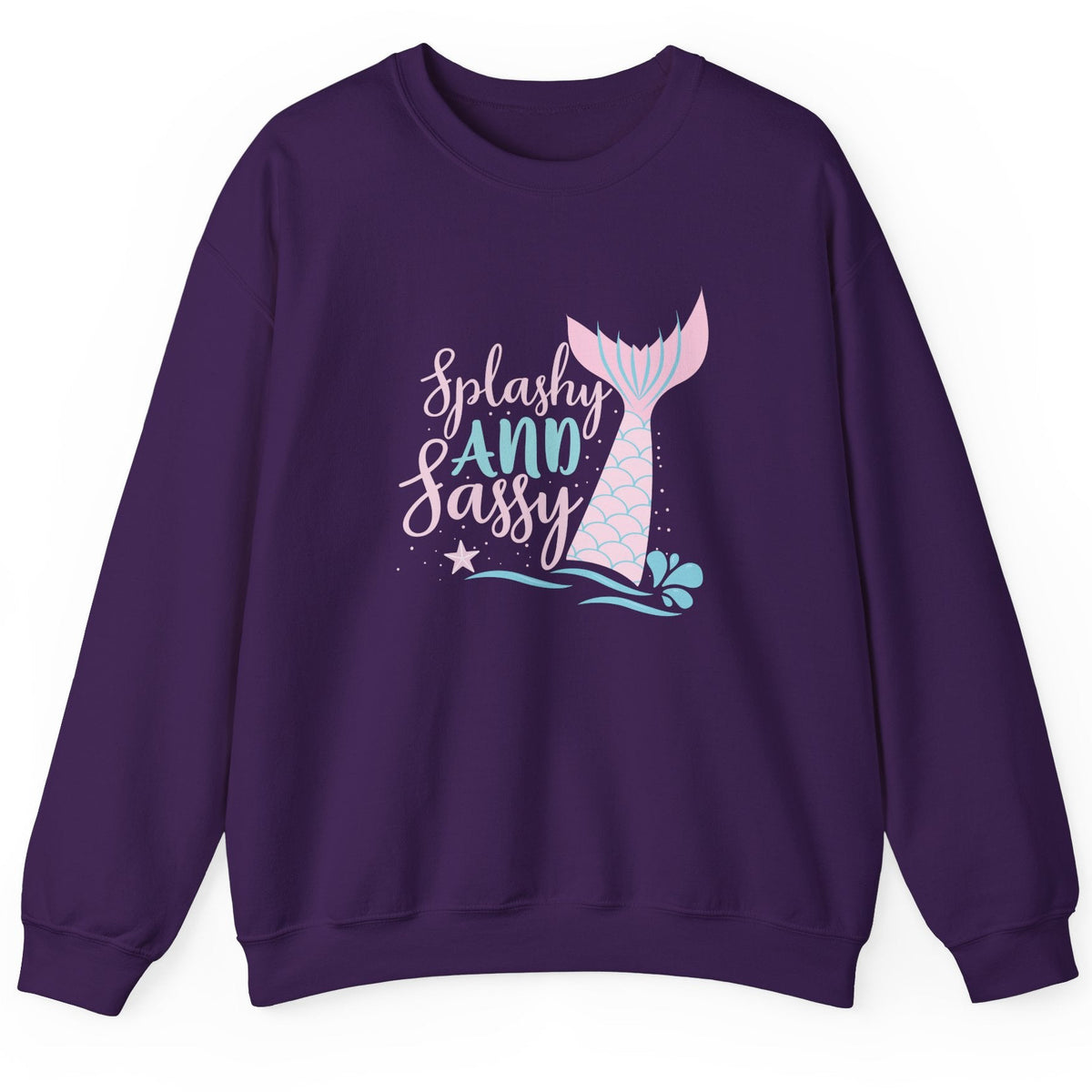 Splashy and Sassy mermaid crewneck sweatshirt in purple