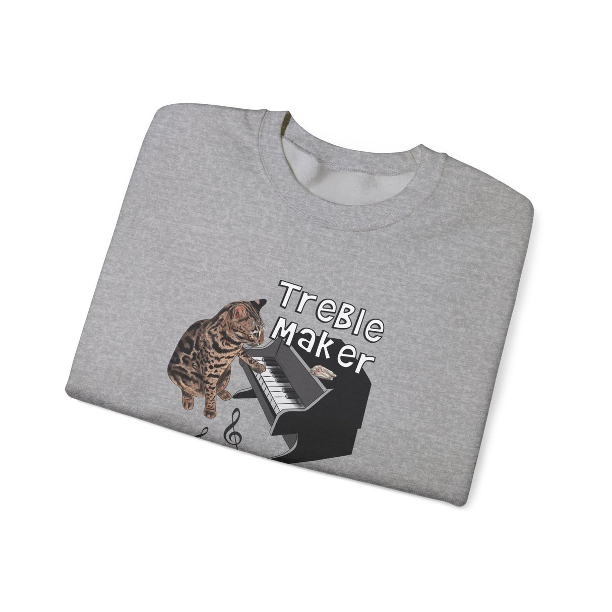 Unisex Sweatshirt - Treble Maker Design featuring Flounder the Purrmaid Playing Piano for Mouse Toy