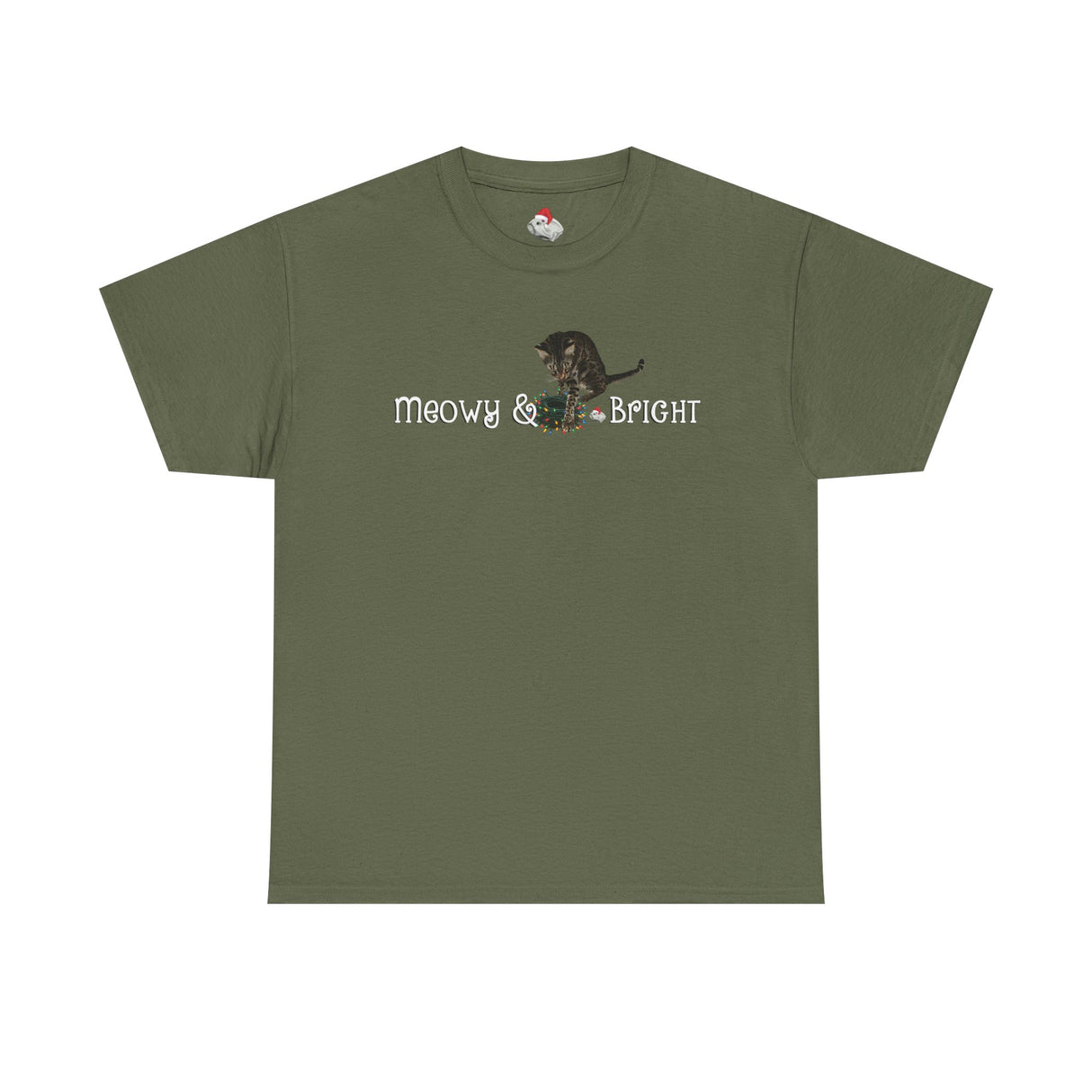 Meowy & Bright Christmas T-Shirt — Flounder & Mouse Toy Holiday Tee