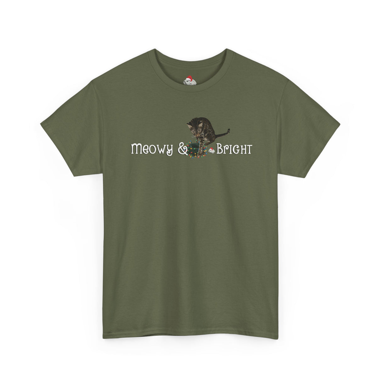 Meowy & Bright Christmas T-Shirt — Flounder & Mouse Toy Holiday Tee